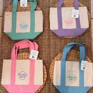 Trader Joe’s Pastel Tote Bag Bundle – Set of 4 Small Reusable Totes (New)